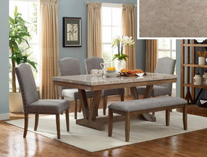 VESPER MARBLE RECT DINNING TABLE SET (4chairs&Bench)