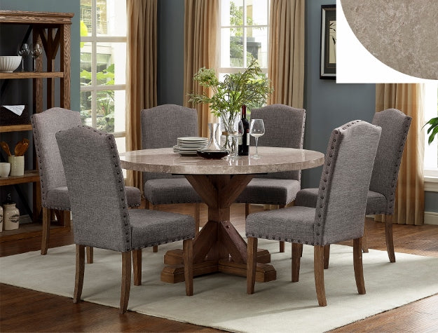 VESPER MARBLE ROUND DINNING TABLE WITH 6 CHAIRS