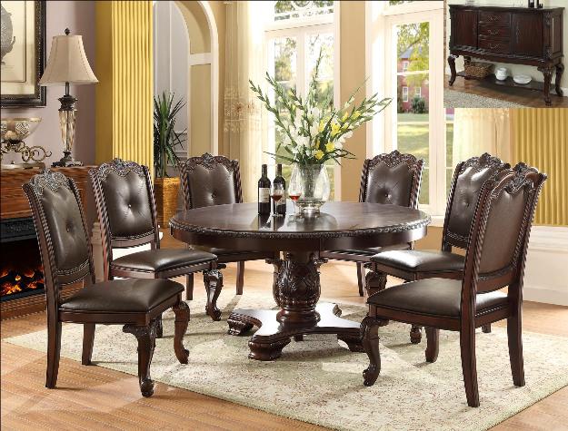 KIERA ROUND DINING TABLE and 6 CHAIRS (GREY)