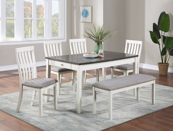 NINA DINING CHALK (4 CHAIRS with BENCH)