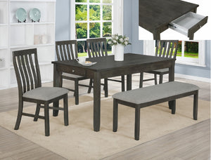 NINA DINING CHALK (4 CHAIRS with BENCH)