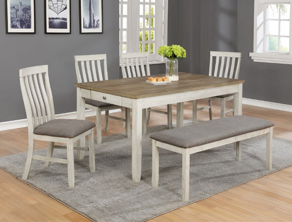 NINA DINING CHALK (4 CHAIRS with BENCH)