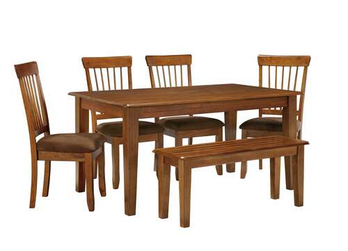 Dinette Six Piece Rectangular Table Set ( Rustic Brown hand-applied finish)