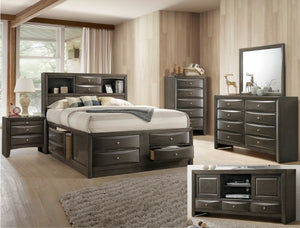 EMILY STORAGE BEDROO QUEEN SET - GREY