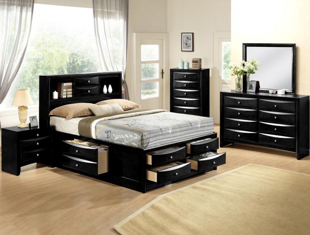 EMILY BLACK STORAGE BED SET