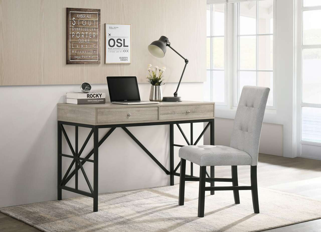 Study Desk and Chair: Light Grey / Black