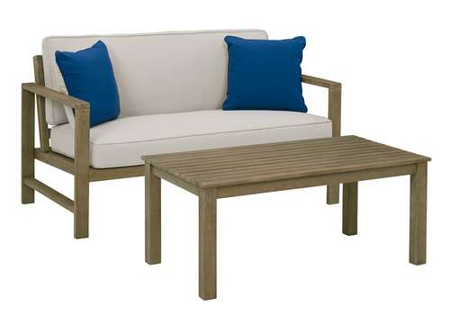 P349-035 Outdoor Loveseat with Table (Set of 2)