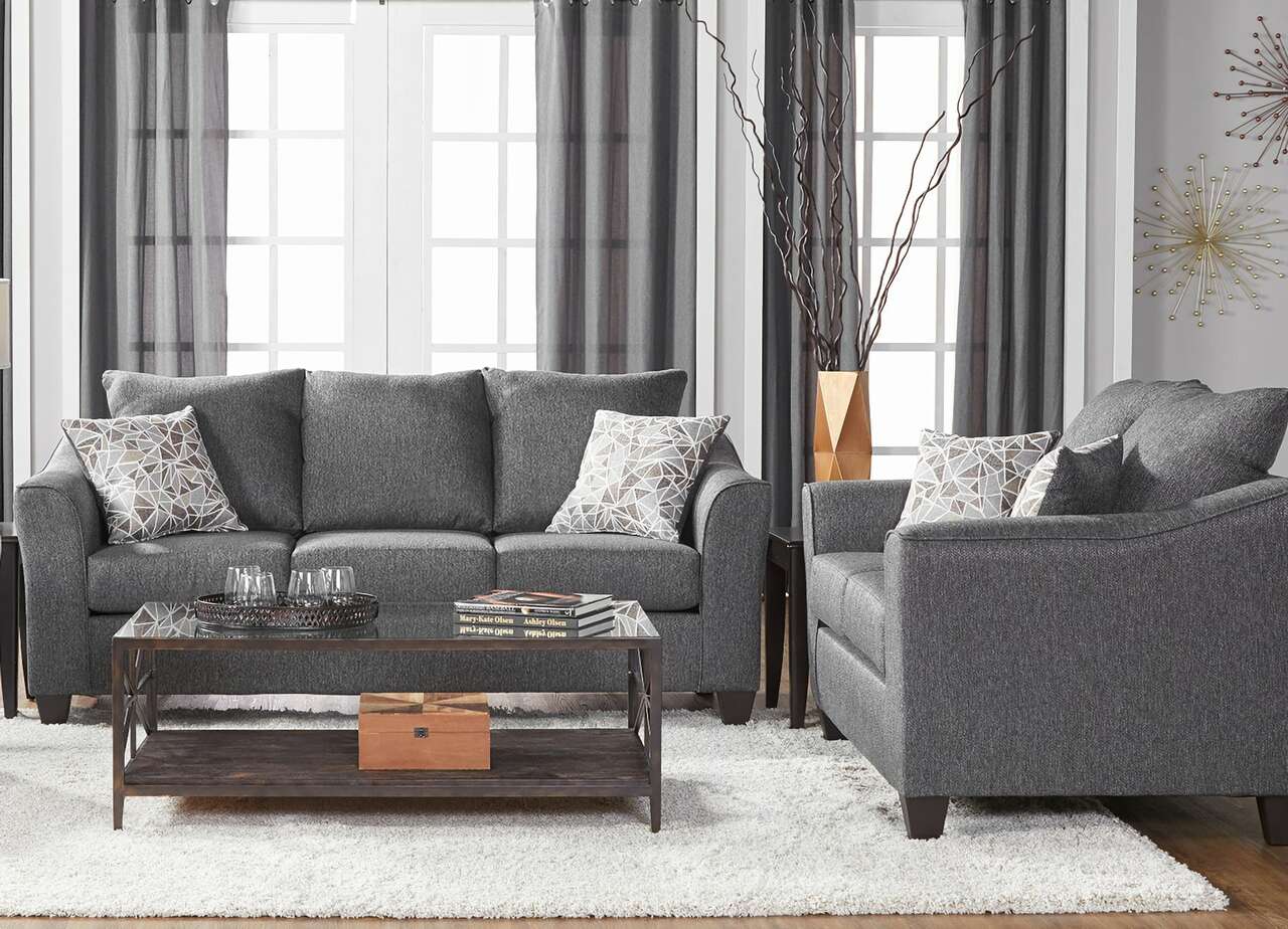 1250 Sofa & Loveseat: Becker Granite